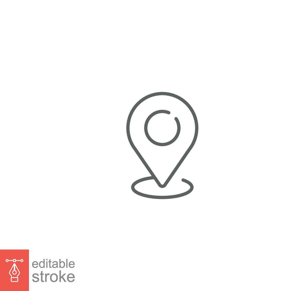 Pin map line icon. Simple outline style. Location, journey point, gps, destination, marker, pointer concept for web and app design. Vector illustration isolated on white design. Editable stroke EPS 10