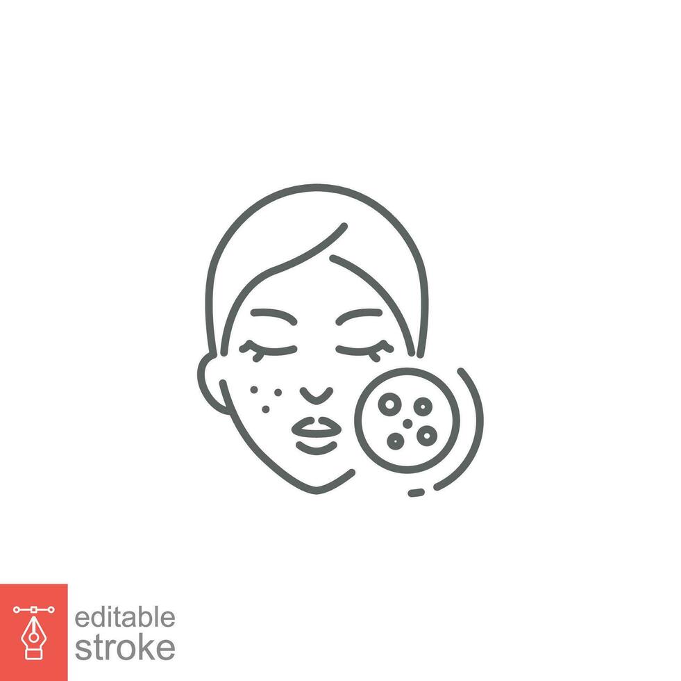 Blackhead icon. Simple outline style. Acne on skin, dermatology concept. Thin line symbol. Vector illustration design isolated on white background. Editable stroke EPS 10