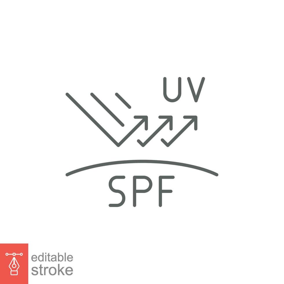 UV protect icon. Simple outline style. Protection, SPF, rays block, ultraviolet, fabric, sun radiation concept. Thin line vector illustration isolated on white background. Editable stroke EPS 10