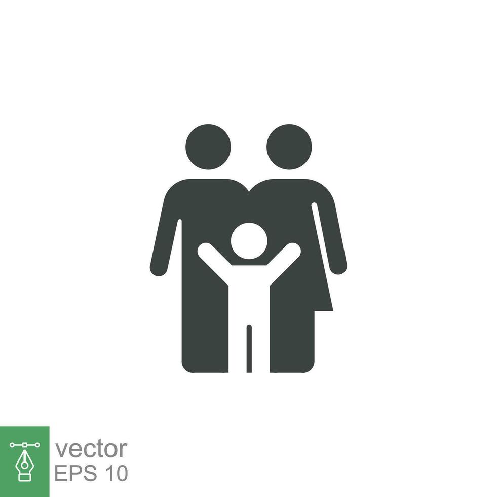 Parent and child icon. Simple solid style. People, kid, symbol, member, insurance, mother, son, father, generation, person, family love concept. Vector illustration isolated on white background EPS 10