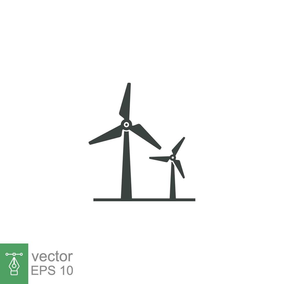 viento poder icono. sencillo sólido estilo. molino, silueta, granja, pictograma, rueda, fuerza, tecnología, torre, fuerza, energía alternativa concepto. vector ilustración aislado en blanco antecedentes eps 10