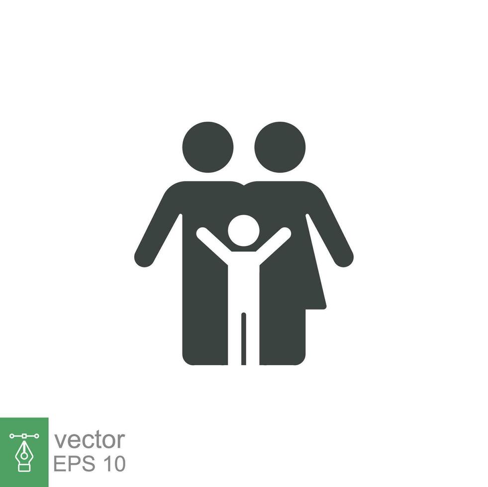 Parent and child icon. Simple solid style. People, kid, symbol, member, insurance, mother, son, father, generation, person, family love concept. Vector illustration isolated on white background EPS 10