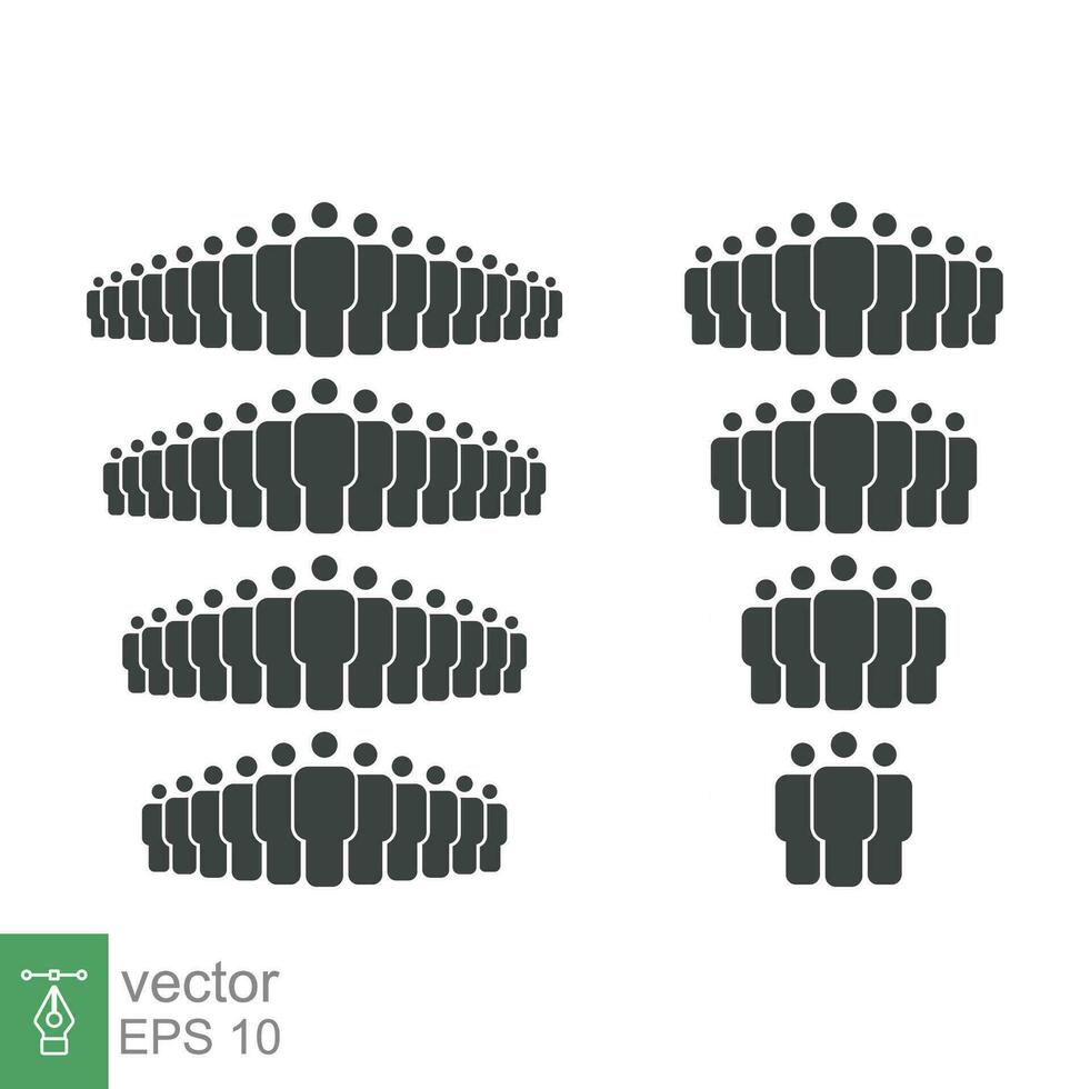 People Icon set. Simple solid style. Person, group, crowd, member, pictogram, staff, silhouette, teamwork, organization concept. Vector illustration isolated on white background EPS 10