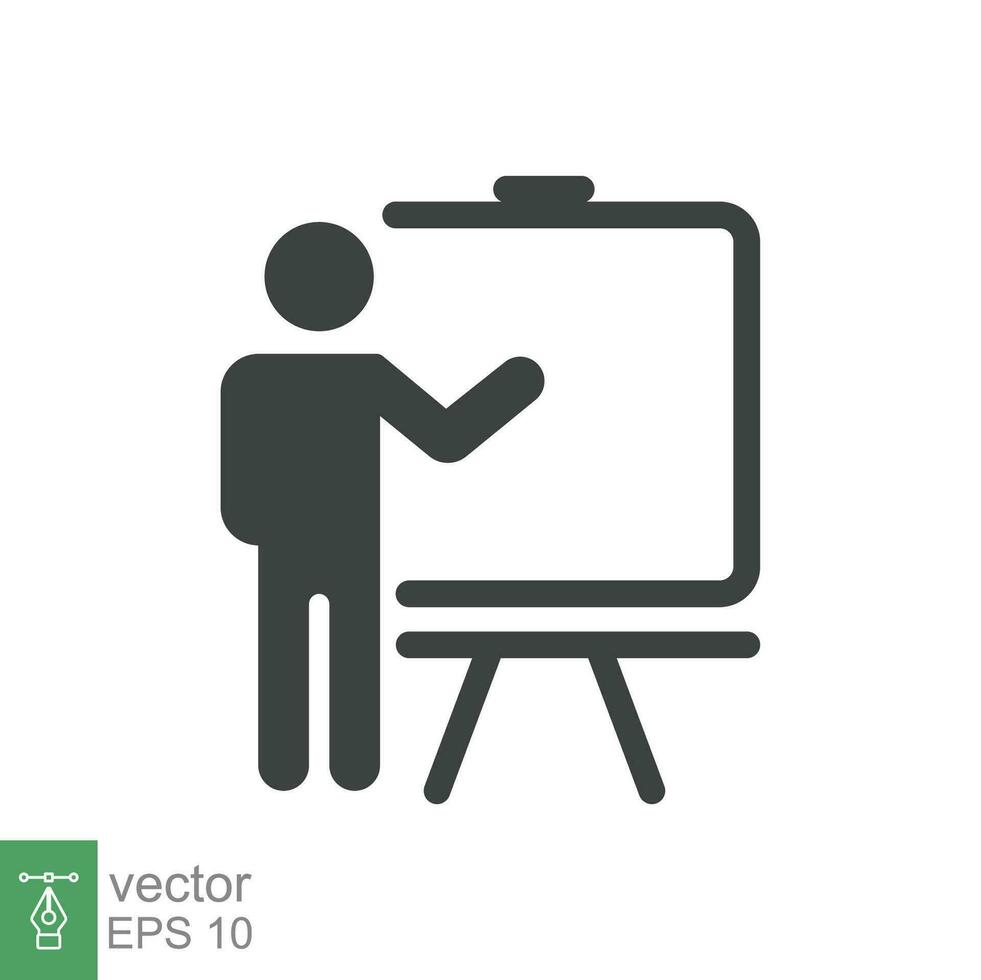 formación icono. sencillo sólido estilo. maestro, curso, entrenador, clase, conferencia, demostrar, pizarra, pictograma, seminario, salón de clases concepto. vector ilustración aislado en blanco antecedentes eps 10