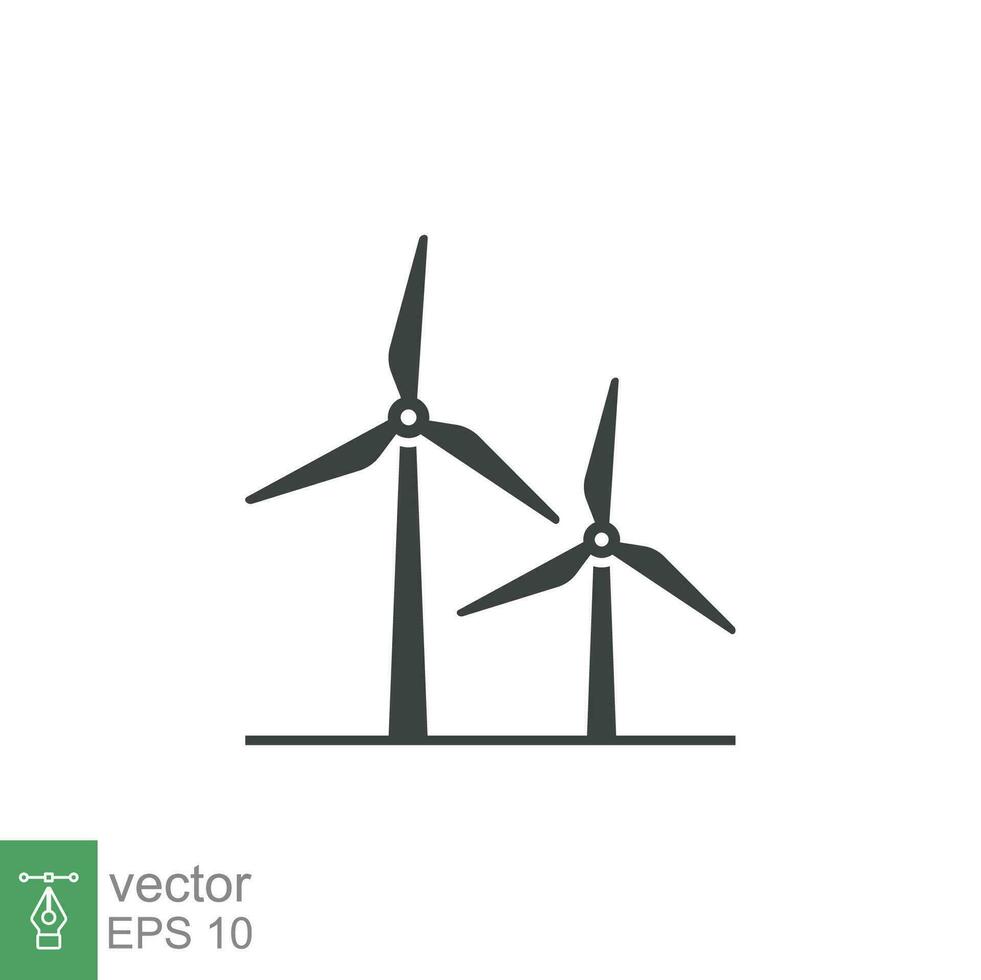 Wind power icon. Simple solid style. Mill, silhouette, farm, pictogram, wheel, power, technology, tower, power, energy alternative concept. Vector illustration isolated on white background EPS 10