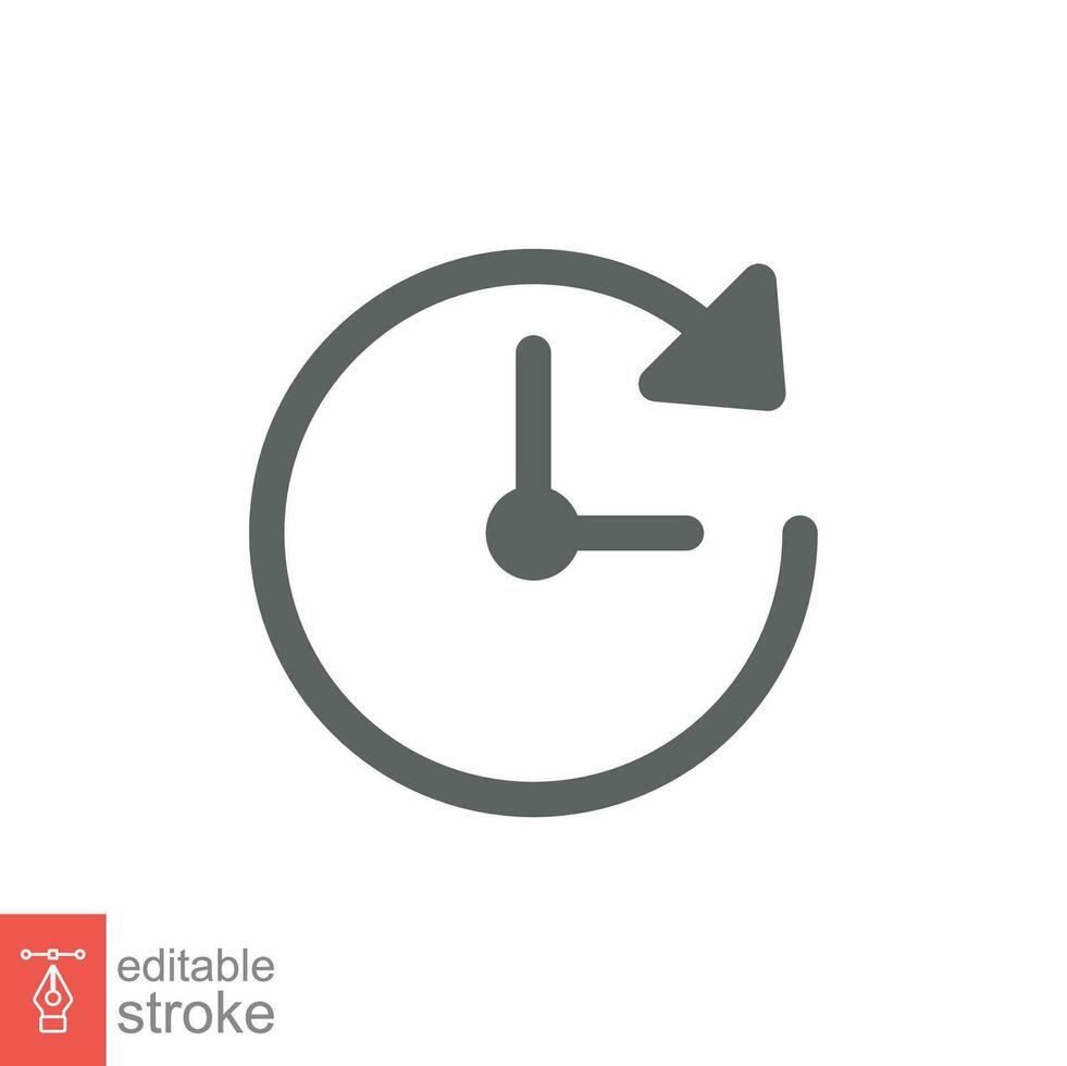 Clock time icon. Simple outline style. Timer, hour, minute, flat, business, speed, alarm, 24