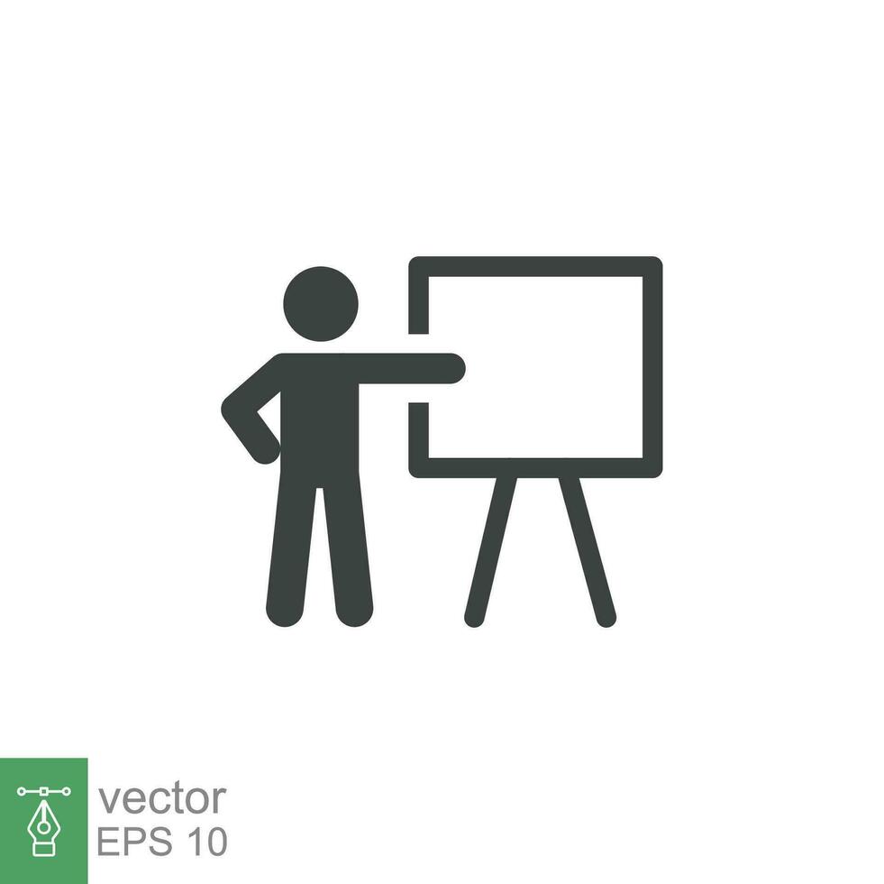Training icon. Simple solid style. Teacher, course, coach, class, lecture, demonstrate, blackboard, pictogram, seminar, classroom concept. Vector illustration isolated on white background EPS 10