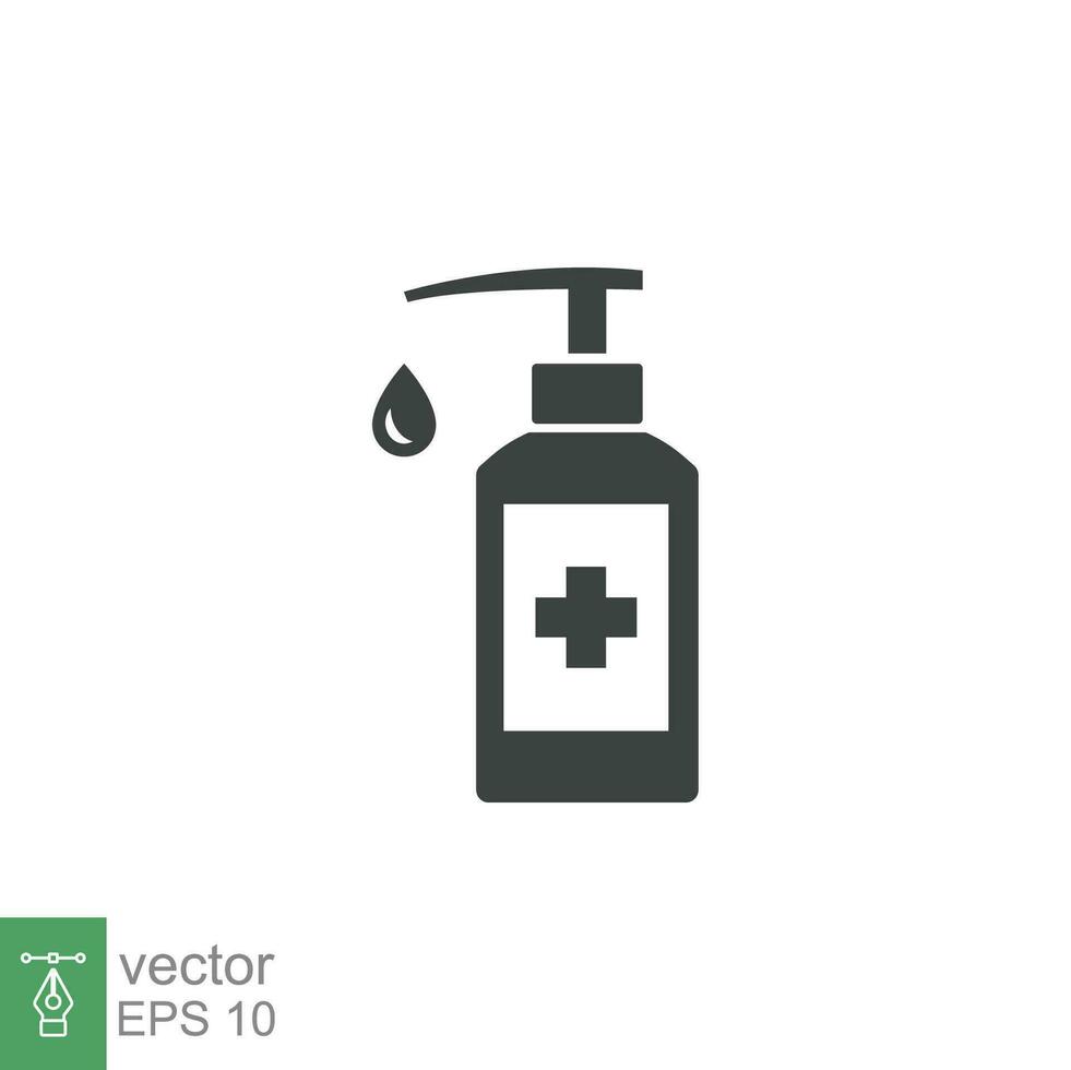 mano desinfectante icono. sencillo sólido estilo. gel, desinfectar, antibacteriano, lavar, botella bomba, dispensador, envase, jabón, limpiador, salud concepto. vector ilustración aislado en blanco antecedentes eps 10