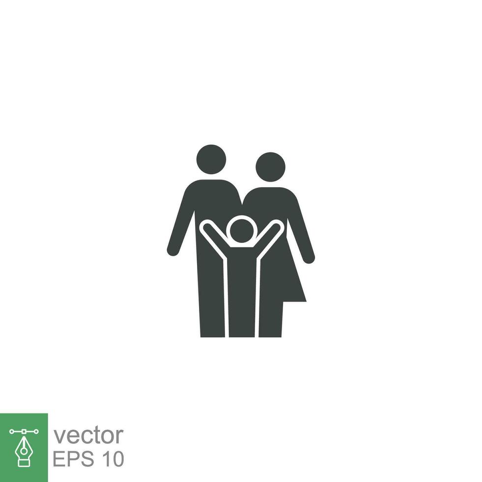 Parent and child icon. Simple solid style. People, kid, symbol, member, insurance, mother, son, father, generation, person, family love concept. Vector illustration isolated on white background EPS 10