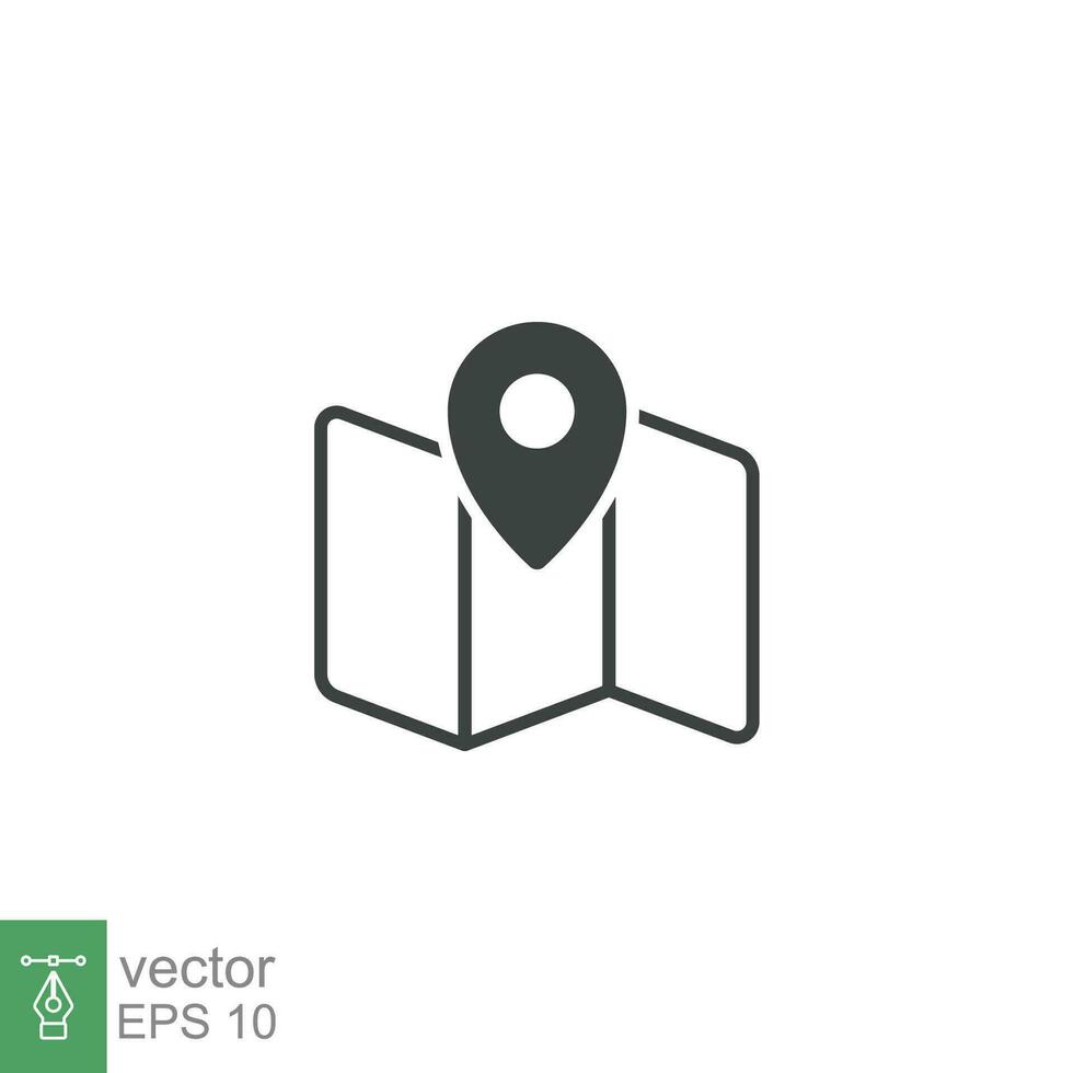 Map icon. Simple outline style. Road, place, journey, pin, landmark, find, point, paper, flat, travel, street marker concept. Vector illustration isolated on white background Editable stroke EPS 10