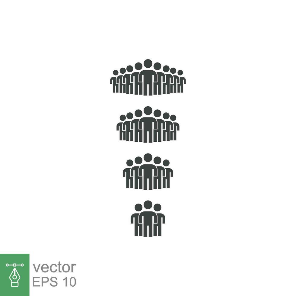 People Icon set. Simple solid style. Person, group, crowd, member, pictogram, staff, silhouette, teamwork, organization concept. Vector illustration isolated on white background EPS 10