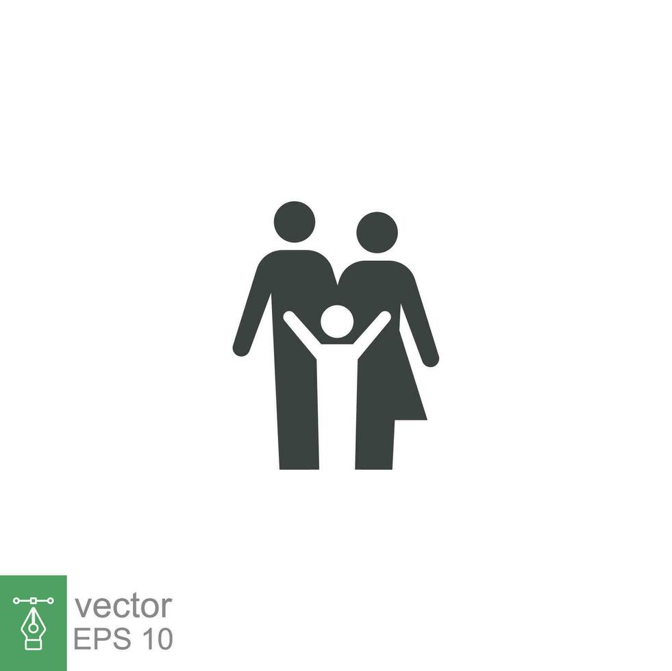 Parent and child icon. Simple solid style. People, kid, symbol, member, insurance, mother, son, father, generation, person, family love concept. Vector illustration isolated on white background EPS 10