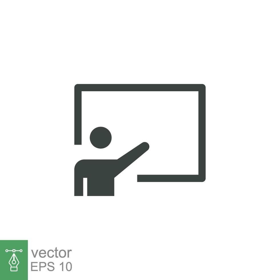 Training icon. Simple solid style. Teacher, course, coach, class, lecture, demonstrate, blackboard, pictogram, seminar, classroom concept. Vector illustration isolated on white background EPS 10