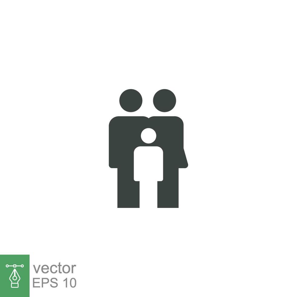 Parent and child icon. Simple solid style. People, kid, symbol, member, insurance, mother, son, father, generation, person, family love concept. Vector illustration isolated on white background EPS 10