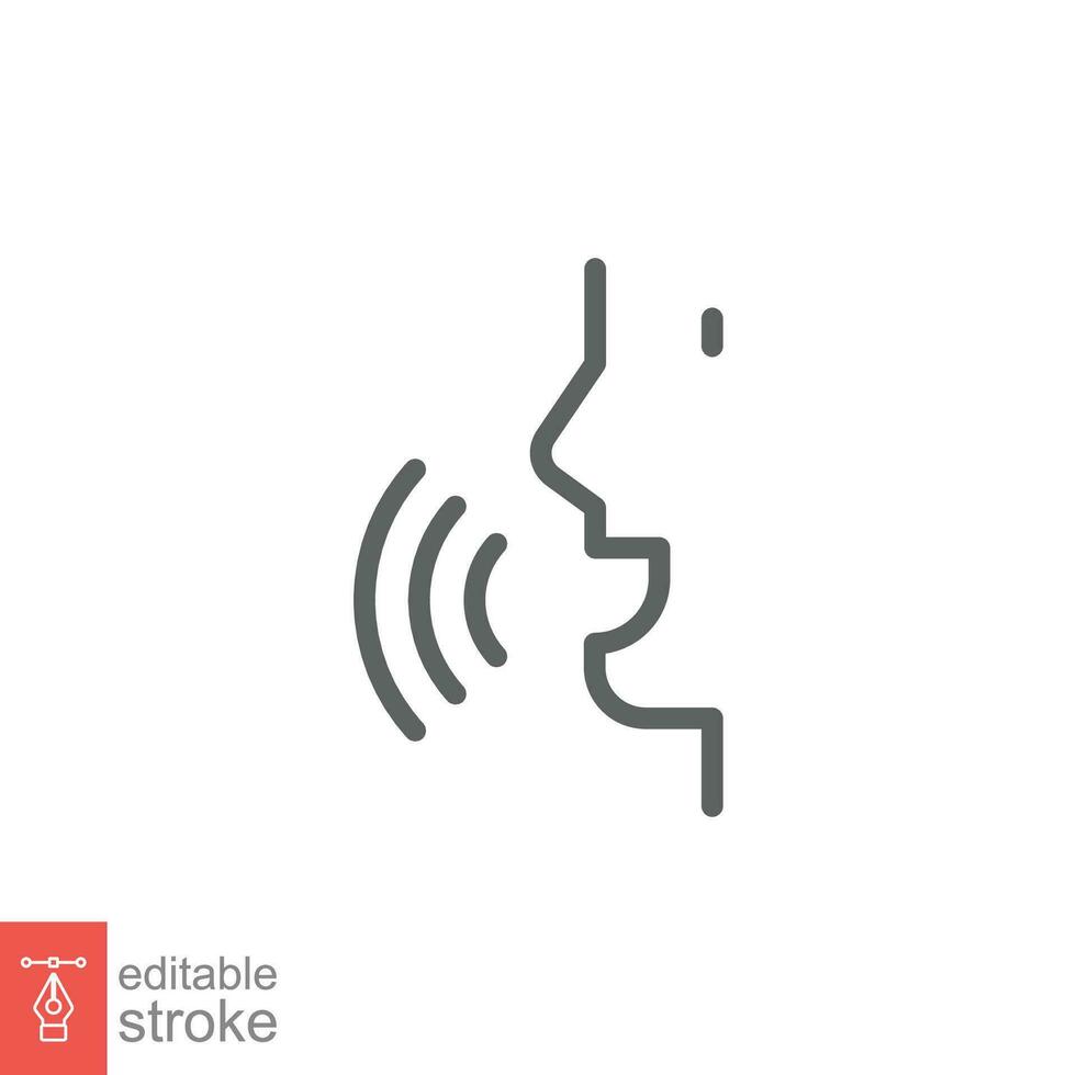 Voice recognition line icon. Simple outline style. Voice control, speak, talk, face, head, answer, man, control, listen, communication concept. Vector illustration isolated. Editable stroke EPS 11