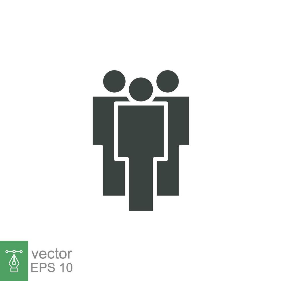 People glyph icon. Simple solid style. Person, group, human, staff, business, pictogram, silhouette, crowd, team, leadership, social, work, office concept. Vector illustration isolated. EPS 10
