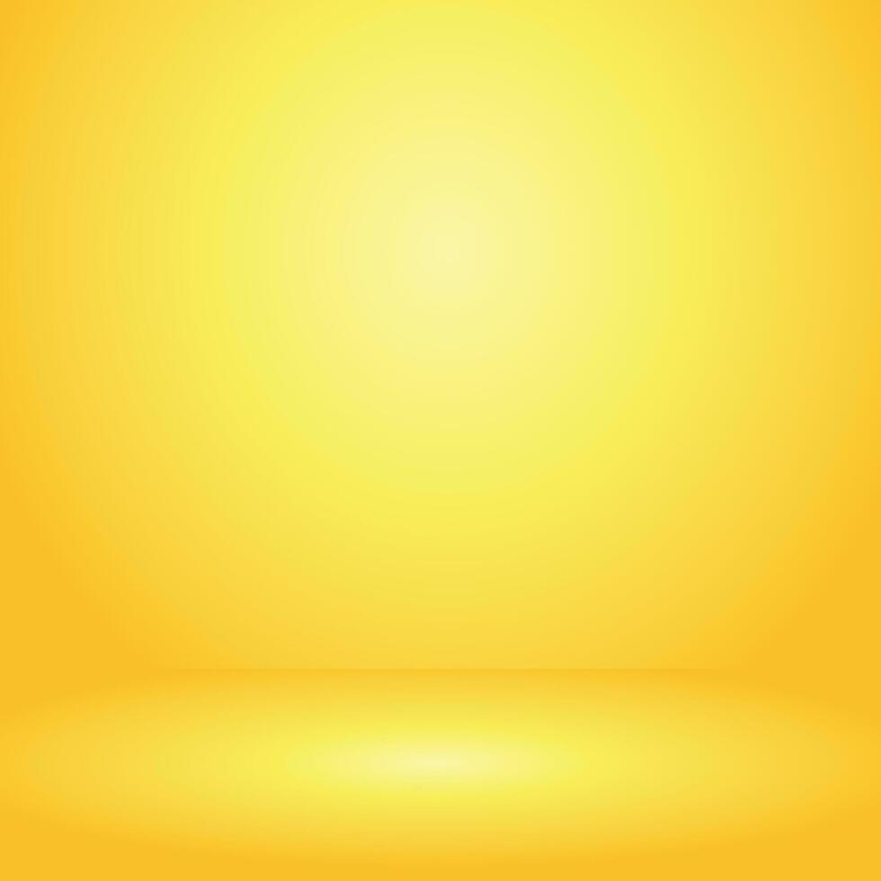 Yellow gradient background. Studio room concept, template mock up for display of content. Abstract glow backdrop wall display. Simple modern plain space for photo product. Vector EPS 10