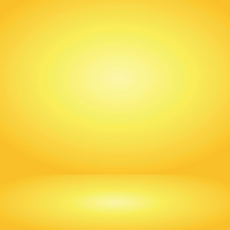 Yellow gradient background. Studio room concept, template mock up for display of content. Abstract glow backdrop wall display. Simple modern plain space for photo product. Vector EPS 10