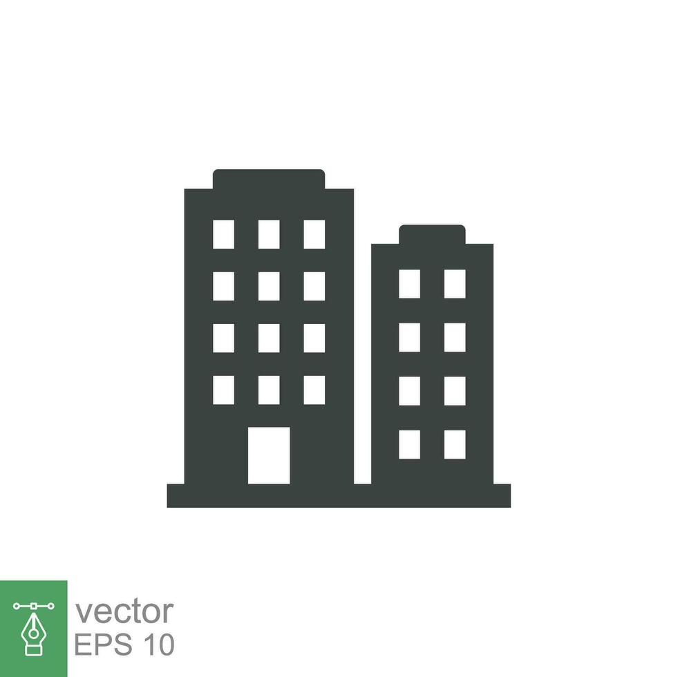 edificio icono. departamento, oficina, negocio, compañía, hotel, construcción, Residencial, ciudad casa concepto. vector diseño aislado en blanco antecedentes. sencillo glifo, sólido estilo. eps 10