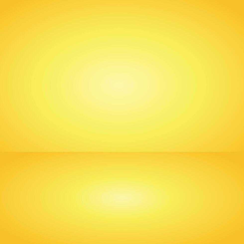 Yellow gradient background. Studio room concept, template mock up for display of content. Abstract glow backdrop wall display. Simple modern plain space for photo product. Vector EPS 10