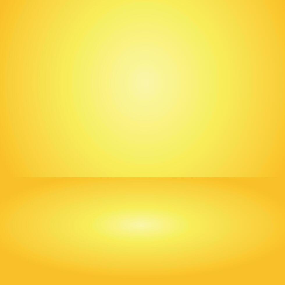 Yellow gradient background. Studio room concept, template mock up for display of content. Abstract glow backdrop wall display. Simple modern plain space for photo product. Vector EPS 10