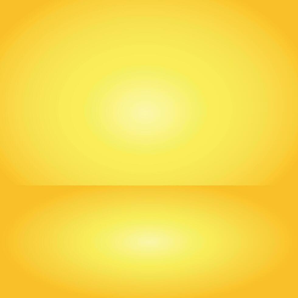 Yellow gradient background. Studio room concept, template mock up for display of content. Abstract glow backdrop wall display. Simple modern plain space for photo product. Vector EPS 10