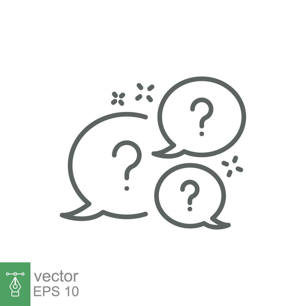 Question bubbles line icon. Ask help sign. Faq questionnaire symbol. Quality design element. Line style question bubbles icon. Vector EPS 10