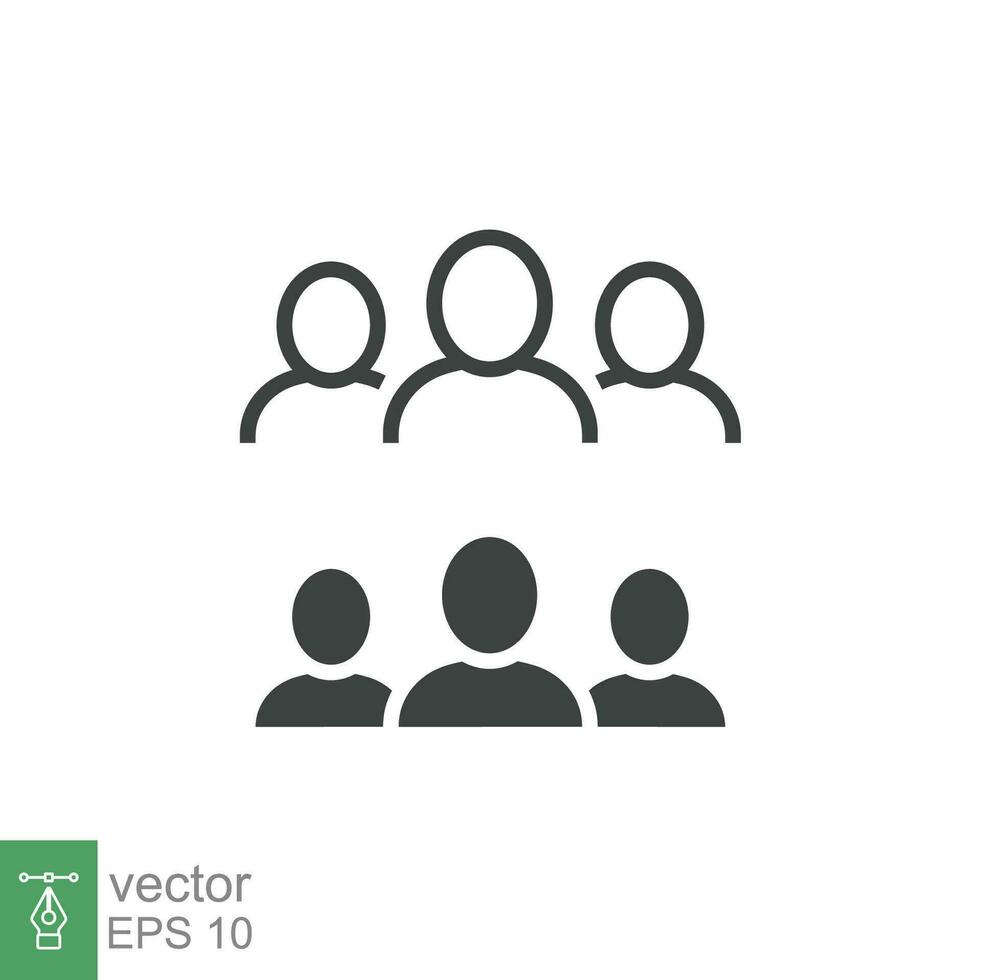 People glyph and line icon, persons solid and outline vector illustration, group linear pictogram isolated on black. EPS 10