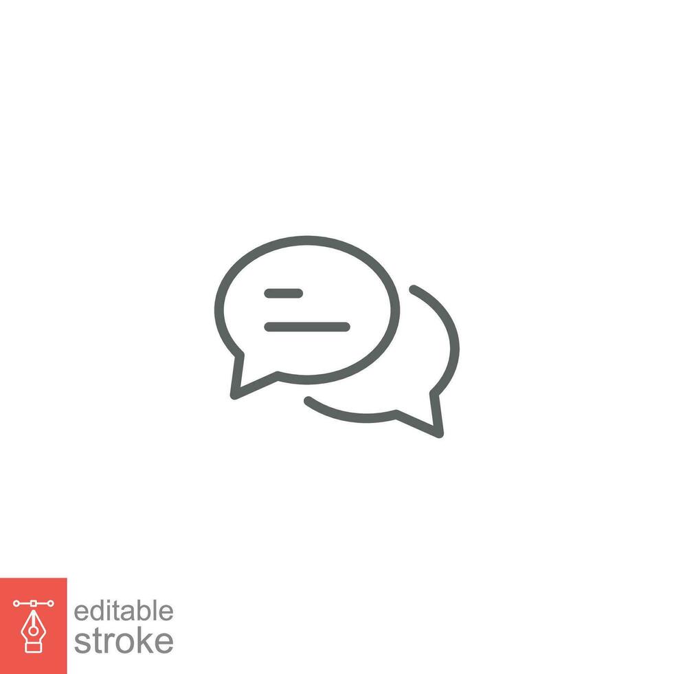 Comment icon. Conversation, dialog, speech bubble, chat, forum, discussion, communication concept. Simple outline style. Vector illustration isolated. Editable stroke EPS 10.