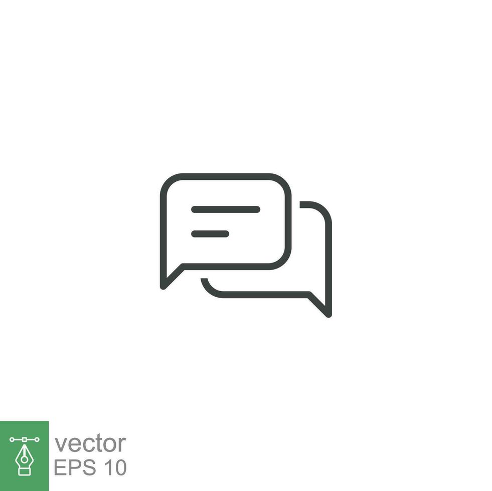 Comment icon. Conversation, dialog, speech bubble, chat, forum, discussion, communication concept. Simple outline style. Vector illustration isolated. EPS 10.
