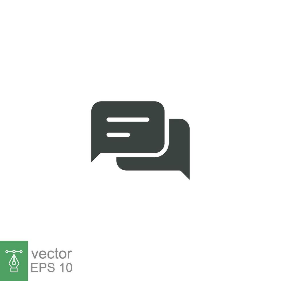 Comment icon. Conversation, dialog, speech bubble, chat, forum, discussion, communication concept. Simple solid style. Vector illustration isolated. EPS 10.