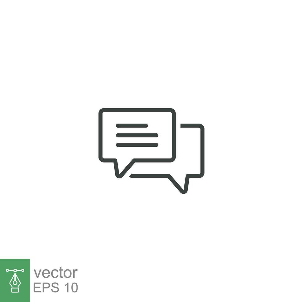 Comment icon. Conversation, dialog, speech bubble, chat, forum, discussion, communication concept. Simple outline style. Vector illustration isolated. EPS 10.