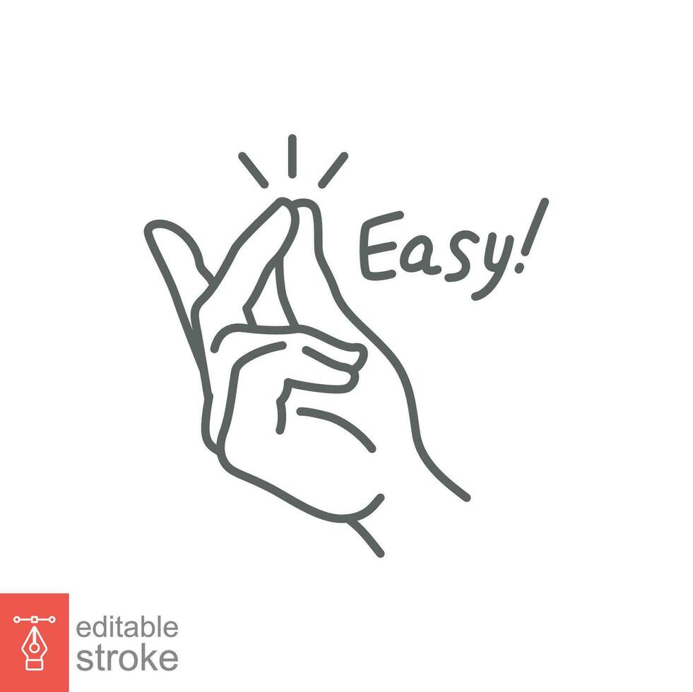 Easy line icon. Simple outline style. Finger snapping hand gesture. Pictogram, snap concept. Vector illustration isolated. Editable stroke EPS 10.