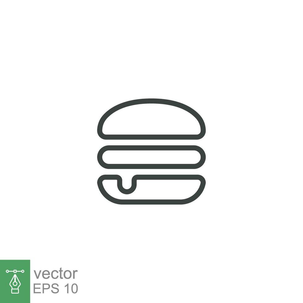 Hamburger icon. Simple outline style. Cheeseburger, fast food concept. Vector illustration isolated on white background. EPS 10.