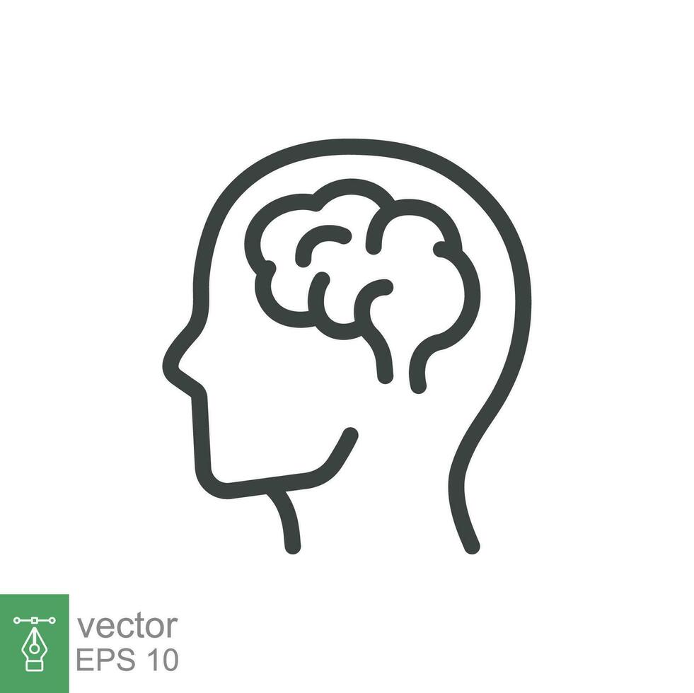 Human brain icon. Simple outline style. Think, mind, head, idea