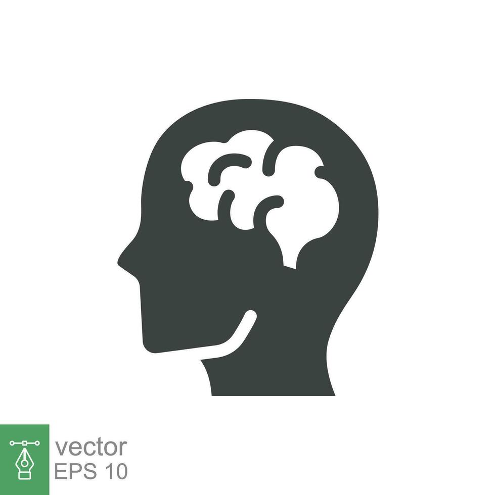 Human brain icon. Simple solid style. Think, mind, head, idea, creative concept. Vector glyph illustration design isolated. EPS 10.