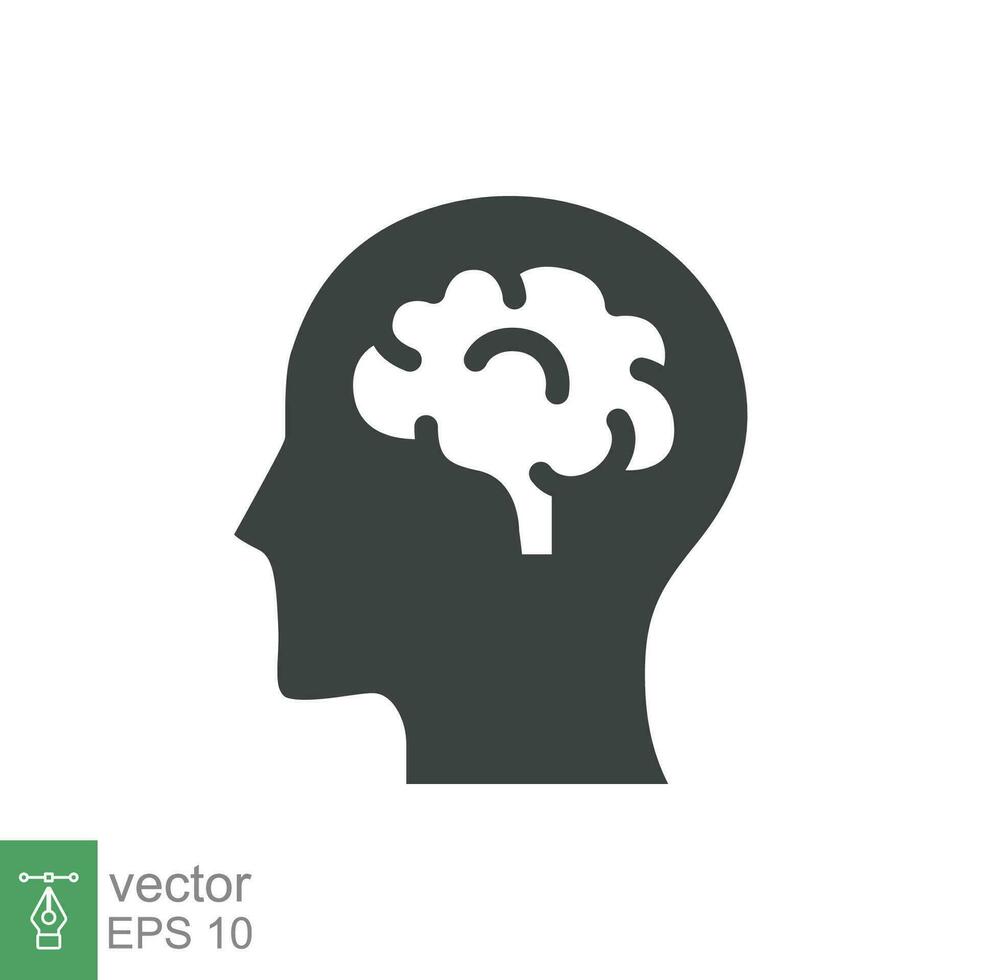 Human brain icon. Simple solid style. Think, mind, head, idea, creative concept. Vector glyph illustration design isolated. EPS 10.