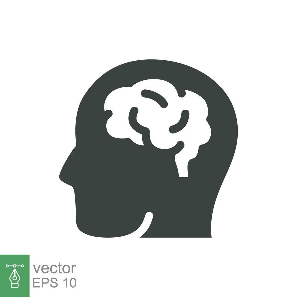 Human brain icon. Simple solid style. Think, mind, head, idea, creative concept. Vector glyph illustration design isolated. EPS 10.