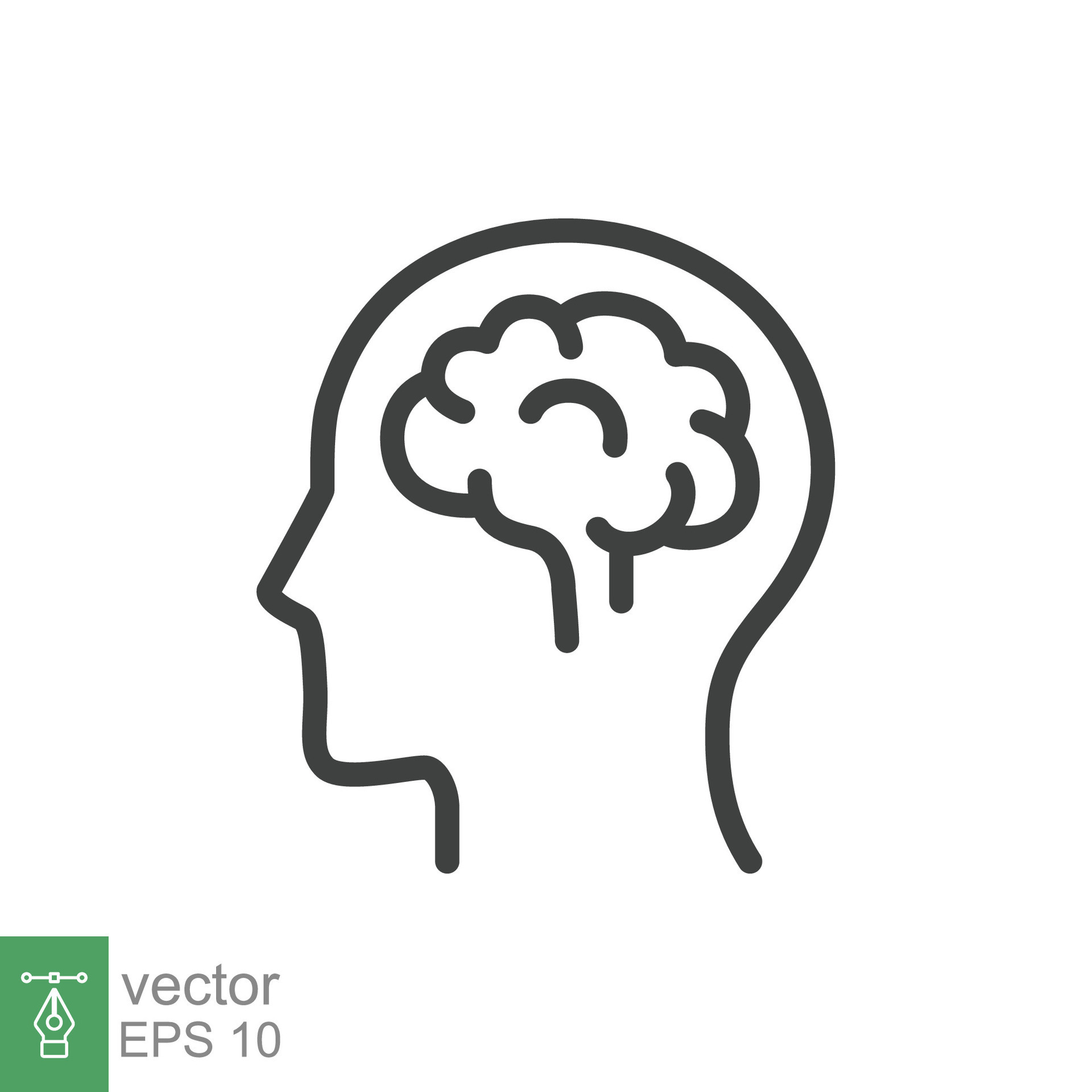 Human brain icon. Simple outline style. Think, mind, head, idea, creative  concept. Vector line illustration design isolated. EPS 10. 26611255 Vector  Art at Vecteezy