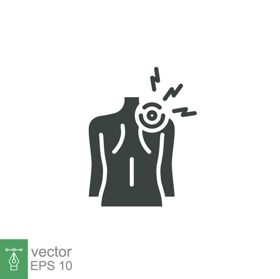 Monkeypox virus symptoms icon. Backache. Simple solid style symbol. Glyph vector illustration isolated on white background. EPS 10.