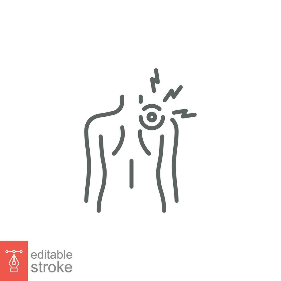 Monkeypox virus symptoms icon. Backache. Simple outline style symbol. Thin line vector illustration isolated on white background. Editable stroke EPS 10.