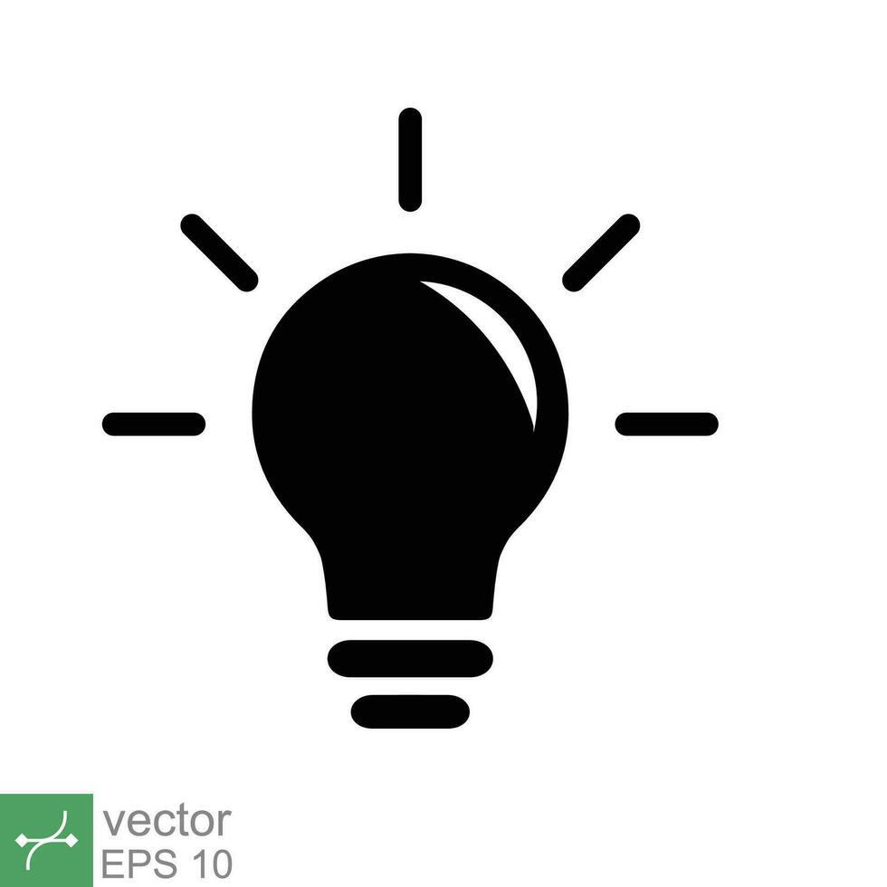 Lamp icon. Simple solid style. Bulb, light, idea, lightbulb, intelligent, think, creative concept. Glyph vector illustration flat symbol isolated on white background. EPS 10.