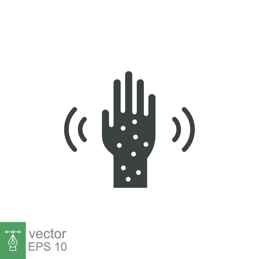 Monkeypox virus symptoms icon. Hand skin rashes. Simple solid style symbol. Glyph vector illustration isolated on white background. EPS 10.