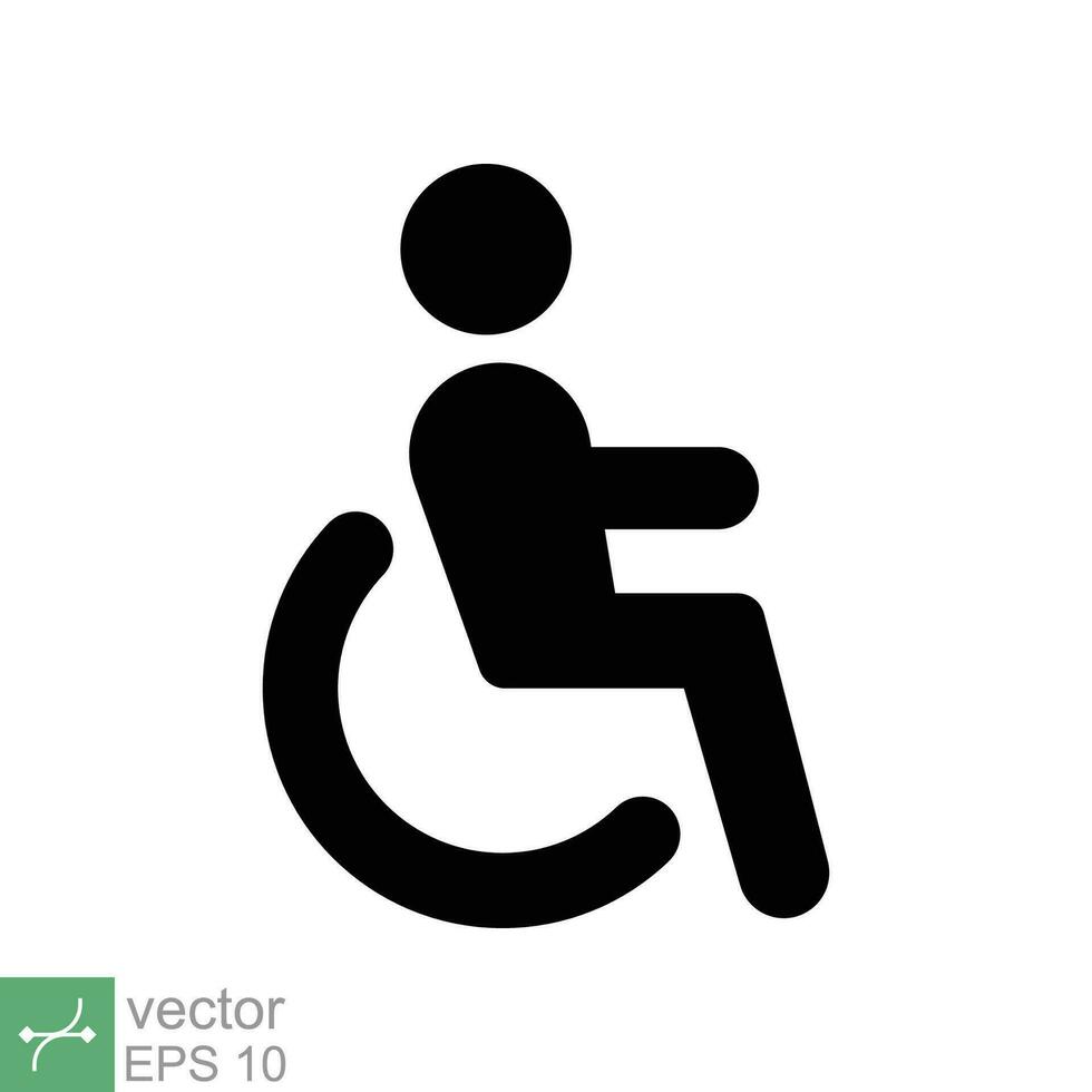 Handicapped patient icon. Simple solid style. Linear style sign, wheelchair, handicap, pictogram, stick, medicine, hospital concept. Glyph vector illustration isolated on white background. EPS 10.