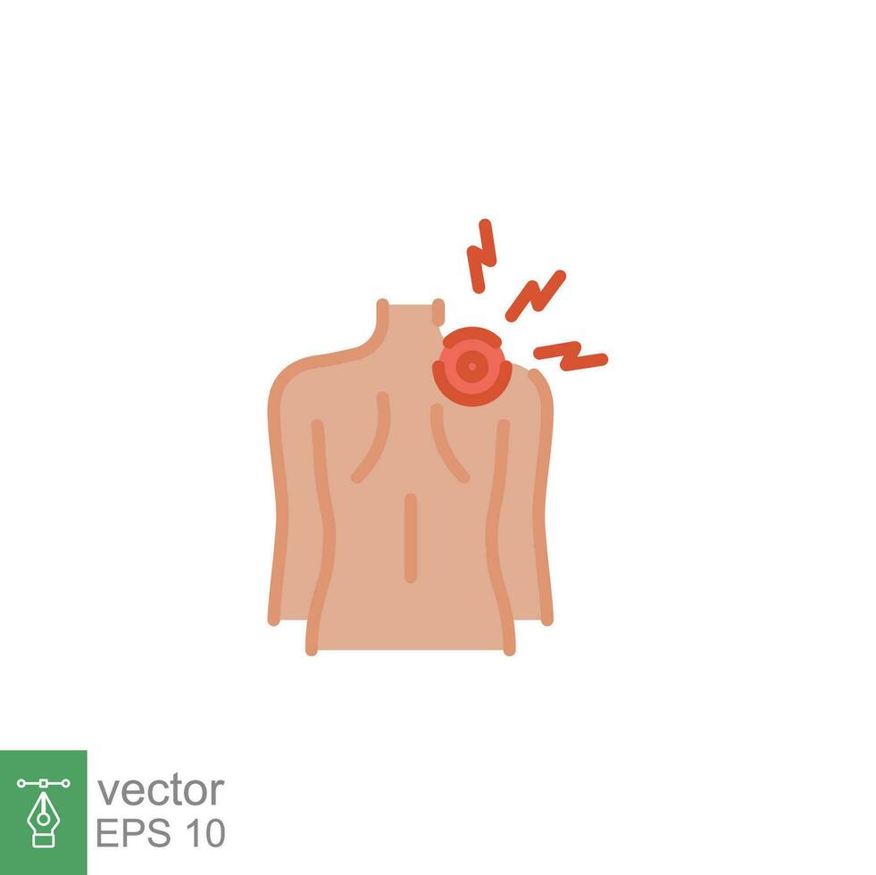 viruela del simio virus síntomas icono. dolor de espalda. sencillo lleno contorno estilo símbolo. plano vector ilustración aislado en blanco antecedentes. eps 10