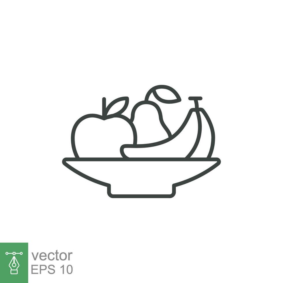 plato Fruta icono. sencillo contorno estilo. vegetal cuenco firmar, sano comidas dieta concepto. Delgado línea vector ilustración diseño aislado. eps 10