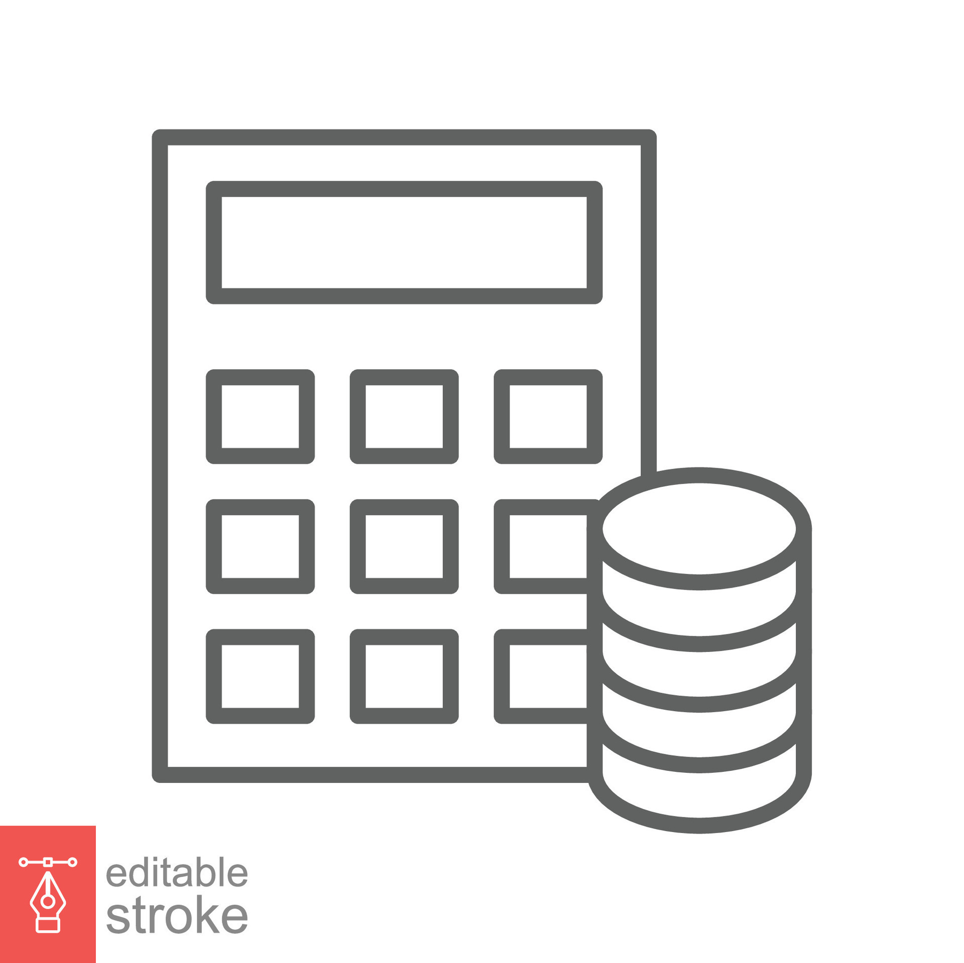 Budget icon. Financial calculation. Simple outline style. Money flow