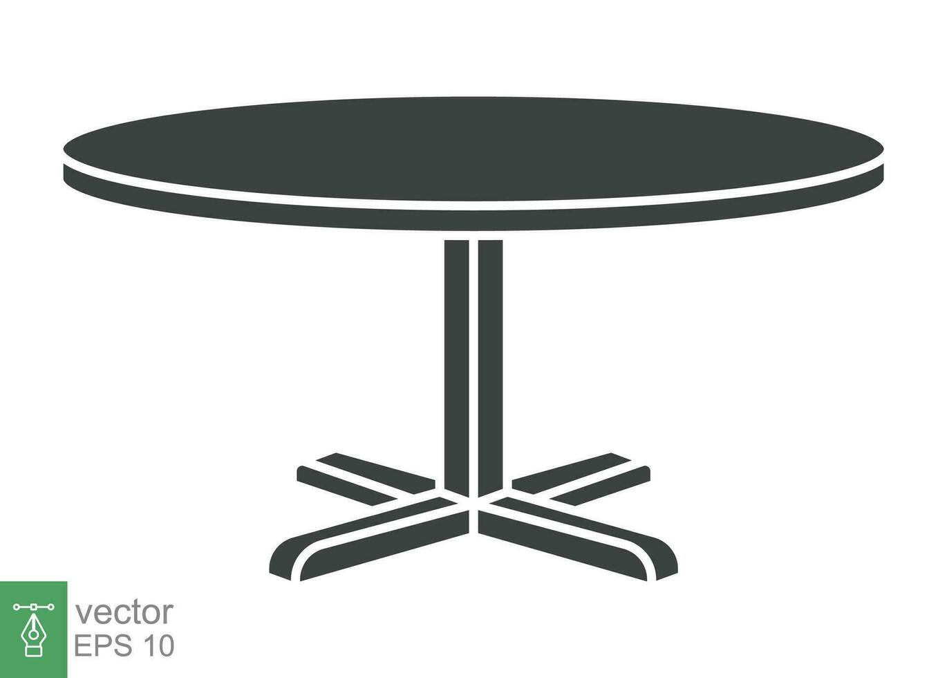 Circle table icon. Simple solid style. Round, pictogram, furniture, office, sign, conference, meeting, web, symbol, interior concept. Vector design illustration isolated on white background. EPS 10.