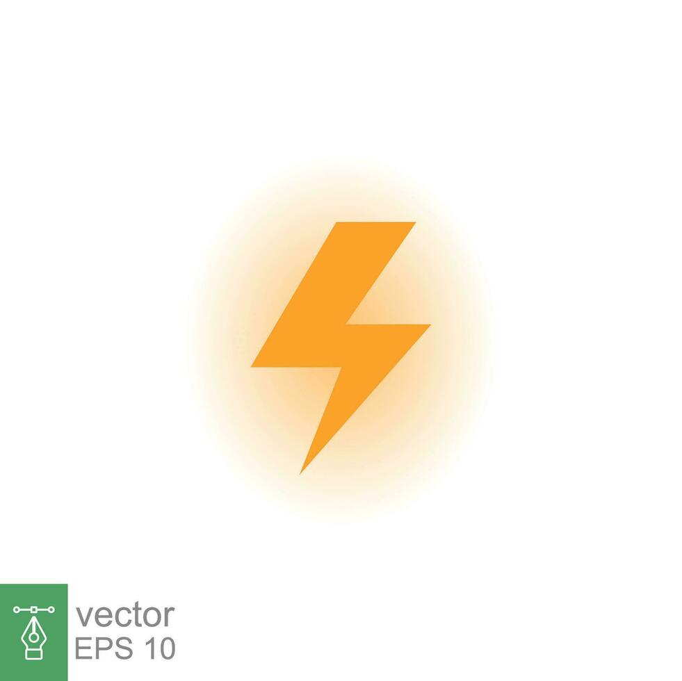 Lightning bolt thunder icon. Power energy battery concept. Glowing yellow on black background. Vector illustration isolated. EPS 10.