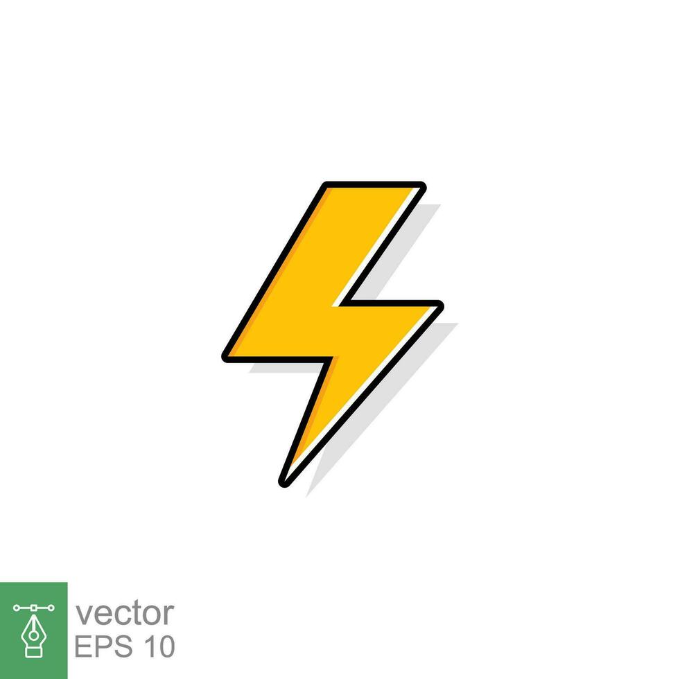 Thunder and bolt lighting flash icon. Flat style on white background. Vector illustration isolated. EPS 10.